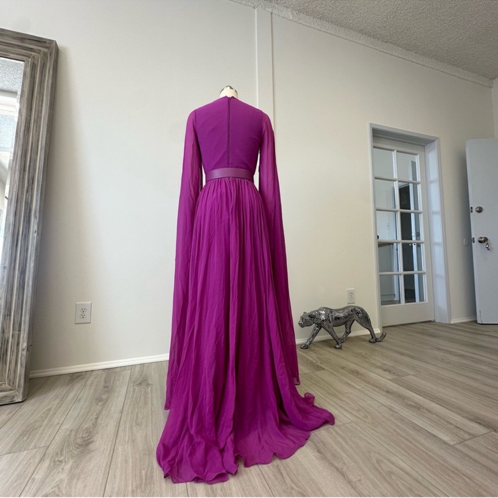 Elie Saab
Pleated V-Neck Belted Slit Silk Dress - Picture 13 of 16